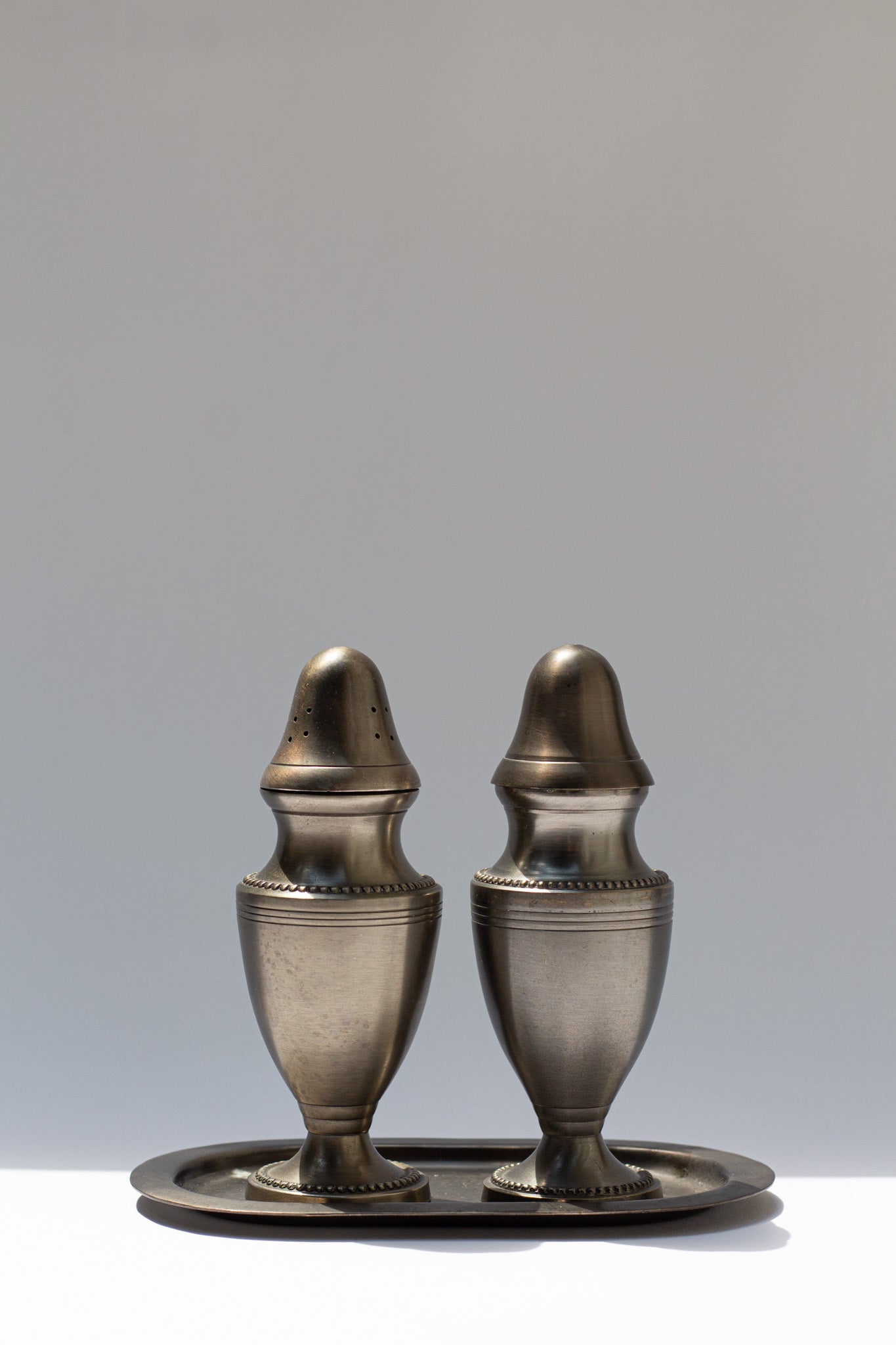 Vintage Pewter Salt and Pepper