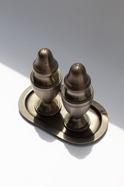 Vintage Pewter Salt and Pepper